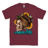 Burgundy momlife skull with bandana Classic Tee - Jasminsmagicworld