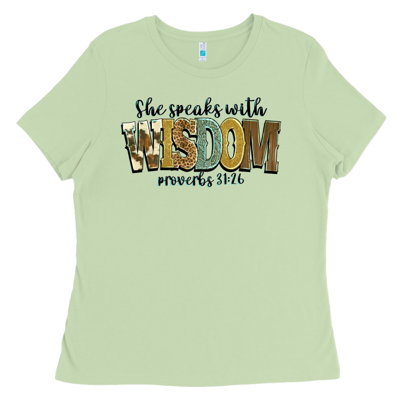 She Speaks With Wisdom Proverbs 31 26 Ladies Tee by NancyCooperArtShop | Teevron