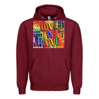 Burgundy Pride love is love Zipper Hoodie - FaDigitalArtStudio