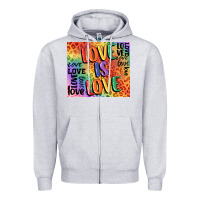 Heather Grey Pride love is love Zipper Hoodie - FaDigitalArtStudio