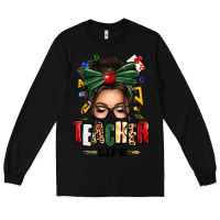 Black teacher life afro messy bun Long Sleeve Tee - texasbilliewilder