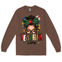 Chestnut teacher life afro messy bun Long Sleeve Tee - texasbilliewilder