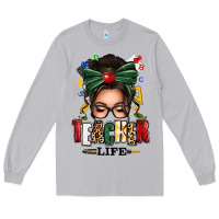 Moon Dust teacher life afro messy bun Long Sleeve Tee - texasbilliewilder