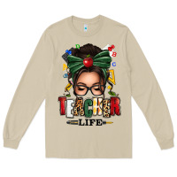 Mushroom teacher life afro messy bun Long Sleeve Tee - texasbilliewilder