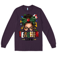 Plum teacher life afro messy bun Long Sleeve Tee - texasbilliewilder