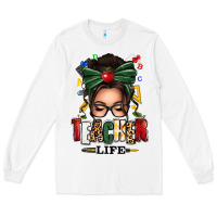 White teacher life afro messy bun Long Sleeve Tee - texasbilliewilder