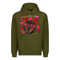Army Green valentine's day  dachshund puppy Premium Hoodie - RanaPortraitStore