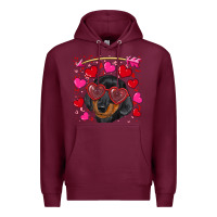 Burgundy valentine's day  dachshund puppy Premium Hoodie - RanaPortraitStore