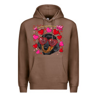 Chestnut valentine's day  dachshund puppy Premium Hoodie - RanaPortraitStore