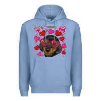Colony Blue valentine's day  dachshund puppy Premium Hoodie - RanaPortraitStore