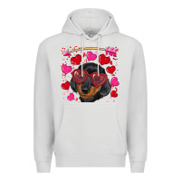 Dove Grey valentine's day  dachshund puppy Premium Hoodie - RanaPortraitStore