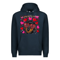 Navy valentine's day  dachshund puppy Premium Hoodie - RanaPortraitStore