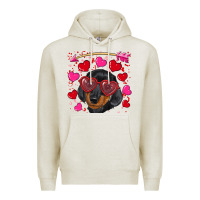 Oatmeal Heather valentine's day  dachshund puppy Premium Hoodie - RanaPortraitStore