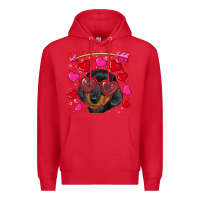 Red valentine's day  dachshund puppy Premium Hoodie - RanaPortraitStore