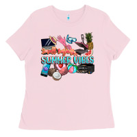 Bubblegum Pink small businesses summer vibe Ladies Tee - NancyCooperArtShop