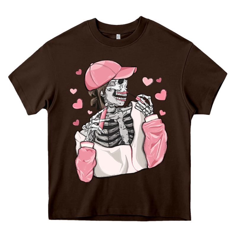 Skeleton Girl Valentine's Day Heavy Core Tee by MaliasSmallBusiness | Teevron
