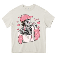 Cream skeleton girl valentine's day Heavy Core Tee - MaliasSmallBusiness