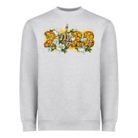 Heather Grey 2023 skeleton middle finger new year Heavyweight Sweatshirt - CowGirlArtShop