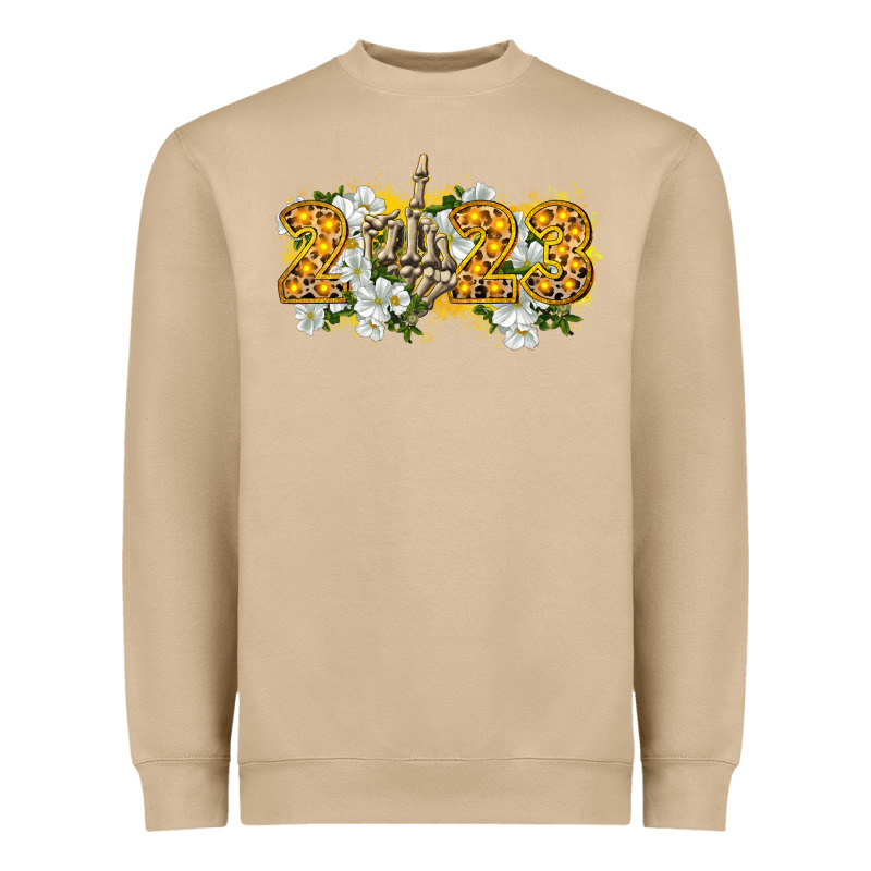 2023 Skeleton Middle Finger New Year Heavyweight Sweatshirt by CowGirlArtShop | Teevron