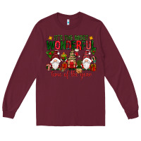 Burgundy It's the most wonderful time of the year Long Sleeve Tee - NancyCooperArtShop