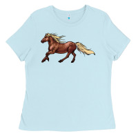 Baby Blue running horse Ladies Tee - NancyCooperArtShop