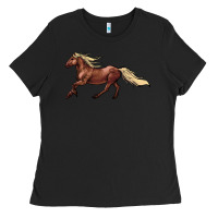 Black running horse Ladies Tee - NancyCooperArtShop