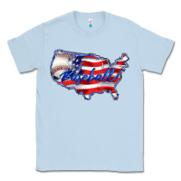 Dusty Blue usa flag baseball Classic Tee - BarkalooDesign