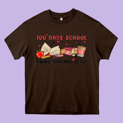 100 Days School Heavy Core Tee Designed By Maliassmallbusiness