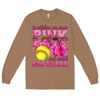 Toasted Coconut In October We Wear Pink and Watch Softball Long Sleeve Tee - texasbilliewilder