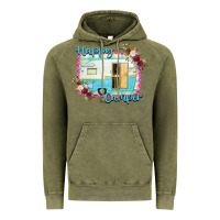 Vintage Olive Happy Camper With Flowers Vintage Hoodie - Bettercallsaul