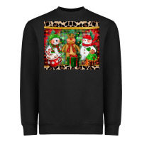 Black christmas snowman polar bear reindeer Heavyweight Sweatshirt - CowGirlArtShop