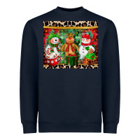 Navy christmas snowman polar bear reindeer Heavyweight Sweatshirt - CowGirlArtShop