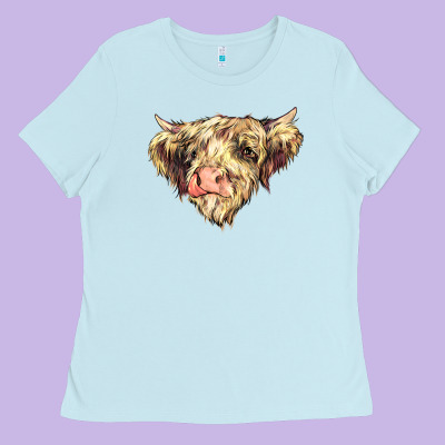 Scottish Cow Ladies Tee Designed By Nancycooperartshop