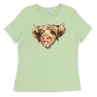 Matcha scottish cow Ladies Tee - NancyCooperArtShop