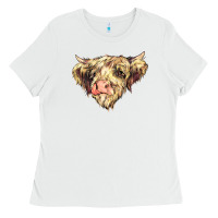 White scottish cow Ladies Tee - NancyCooperArtShop