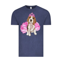Vintage Denim Balerina beagle with tutu Vintage Tee - RanaPortraitStore