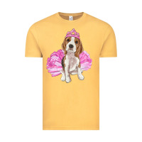 Vintage Mustard Balerina beagle with tutu Vintage Tee - RanaPortraitStore