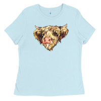 Baby Blue scottish cow Ladies Tee - NancyCooperArtShop
