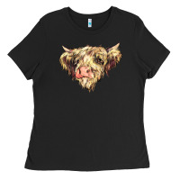 Black scottish cow Ladies Tee - NancyCooperArtShop