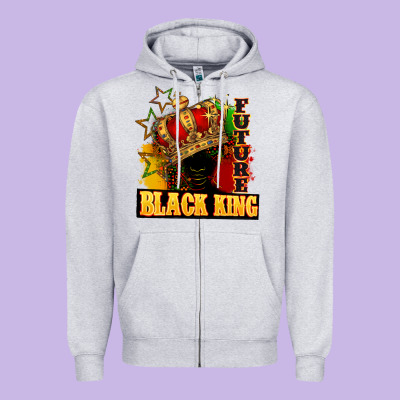 Future Black King Zipper Hoodie Designed By Fadigitalartstudio