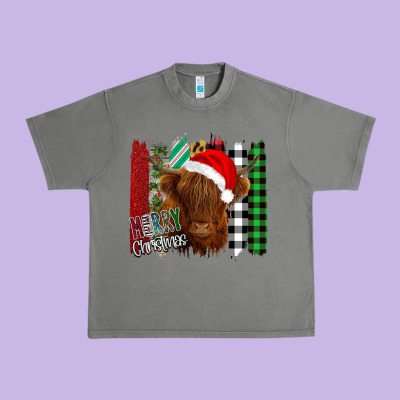 Merry Christmas Cow Urban Heavy Tee Designed By Bettercallsaul
