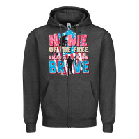Charcoal Heather Home of the free because of the brave Zipper Hoodie - FaDigitalArtStudio