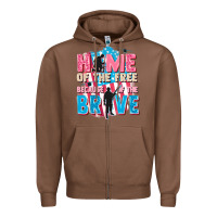 Chestnut Home of the free because of the brave Zipper Hoodie - FaDigitalArtStudio
