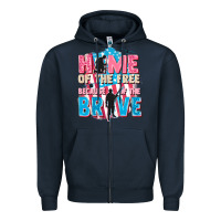 Navy Home of the free because of the brave Zipper Hoodie - FaDigitalArtStudio