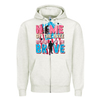 Oatmeal Heather Home of the free because of the brave Zipper Hoodie - FaDigitalArtStudio