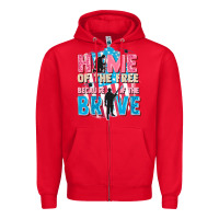Red Home of the free because of the brave Zipper Hoodie - FaDigitalArtStudio