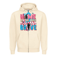Sandshell Home of the free because of the brave Zipper Hoodie - FaDigitalArtStudio