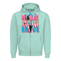 Seafoam Home of the free because of the brave Zipper Hoodie - FaDigitalArtStudio