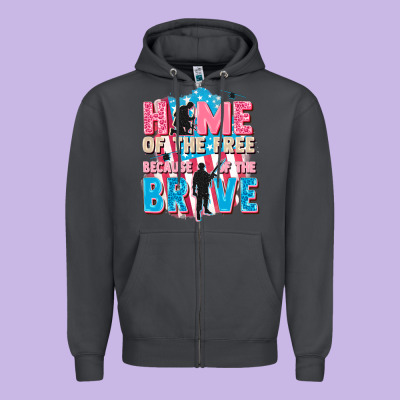 Home Of The Free Because Of The Brave Zipper Hoodie Designed By Fadigitalartstudio