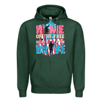 Sports Green Home of the free because of the brave Zipper Hoodie - FaDigitalArtStudio